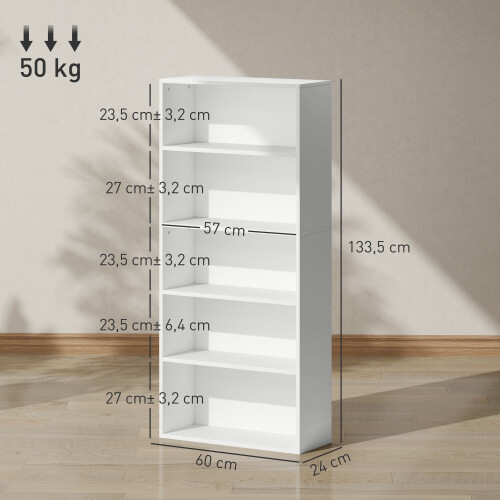 Homcom Librería Blanco 60 x 24 x 133.5 cm 2