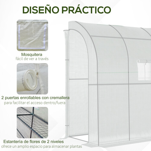 Outsunny Invernadero Blanco 200 x 100 x 215 cm 1