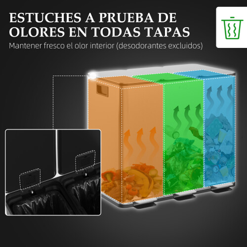 Homcom Cubo de Basura Gris 49.6 x 34.5 x 38.6 cm 2
