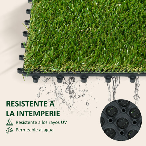 Outsunny Césped Artificial Verde 30 x 30 x 3.5 cm 2