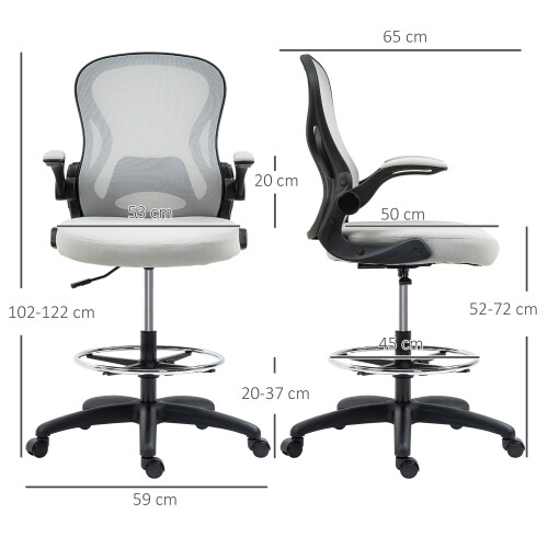 Vinsetto Silla de Escritorio Gris 59 x 65 x 122 cm 2