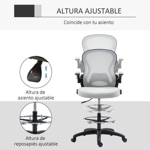 Vinsetto Silla de Escritorio Gris 59 x 65 x 122 cm 1