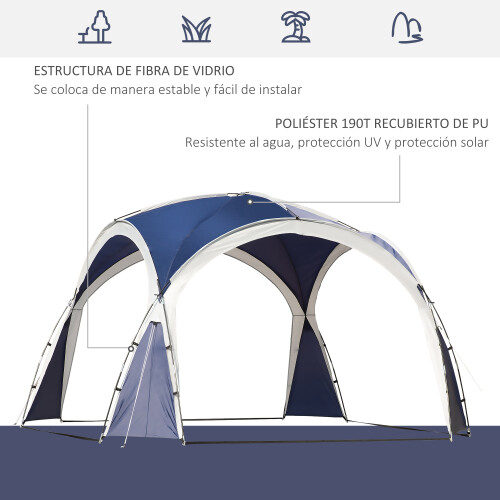 Outsunny Toldo de Refugio Azul 350 x 350 x 222 cm 1