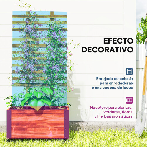 Outsunny Jardinera con Celosía Marrón 65 x 31 x 147 cm 1