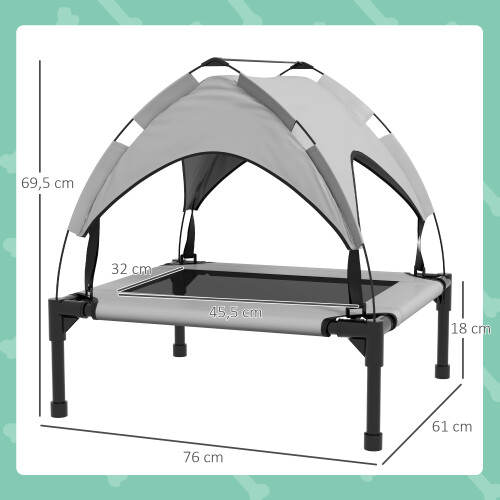 PawHut Cama Perros Elevada Gris 76 x 61 x 69.5 cm 2