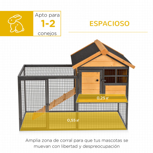 PawHut Conejera de Exterior Multicolor 122 x 63 x 92cm 1