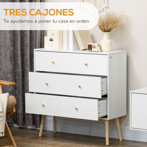 Homcom Cómoda con Cajone Blanco 80 x 30 x 80 cm 2