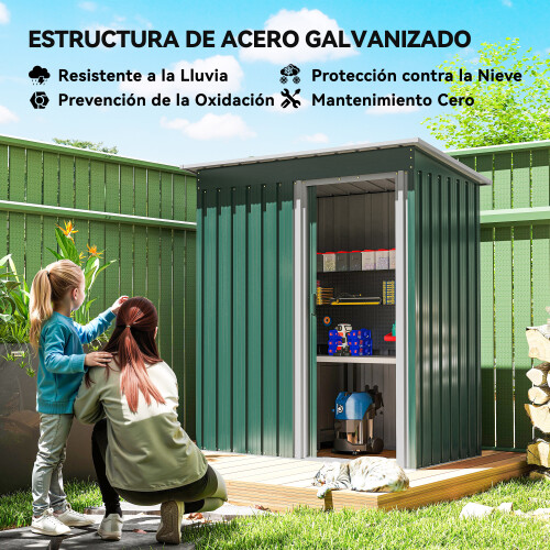 Outsunny Cobertizo de Jardín Verde 163 x 89 x 182 cm 2