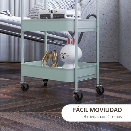 Homcom Carrito Auxiliar Azul 45 x 30.6 x 79 cm 2