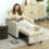 Homcom Sillón Cama Beige 69 x 82.5 x 84 cm 2