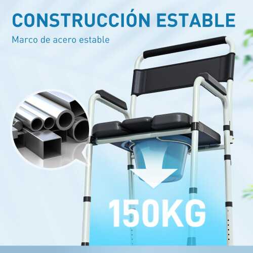 Homcom Silla con Inodoro Negro 52.5 x 46 x 97 cm 1