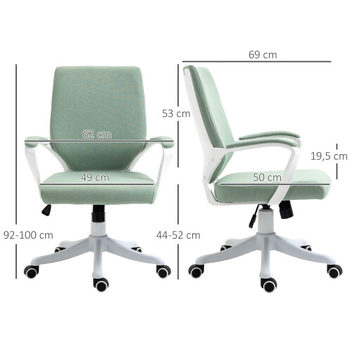 Vinsetto Silla de Oficina Verde 62 x 69 x 100 cm 2