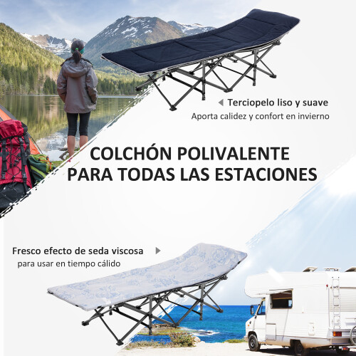 Outsunny Cama de Camping Azul 188 x 64.5 x 53 cm 1