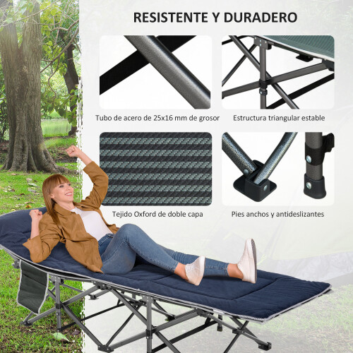 Outsunny Cama de Camping Azul 188 x 64.5 x 53 cm 2
