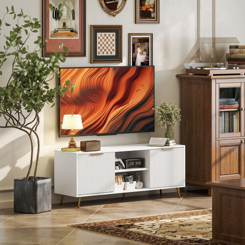 Homcom Mueble de TV Blanco 120 x 35 x 48 cm 1