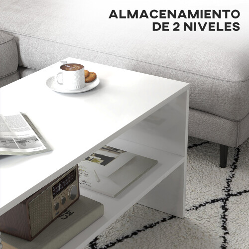 Homcom Mesa de Centro Blanco 100 x 40 x 41.5 cm 2