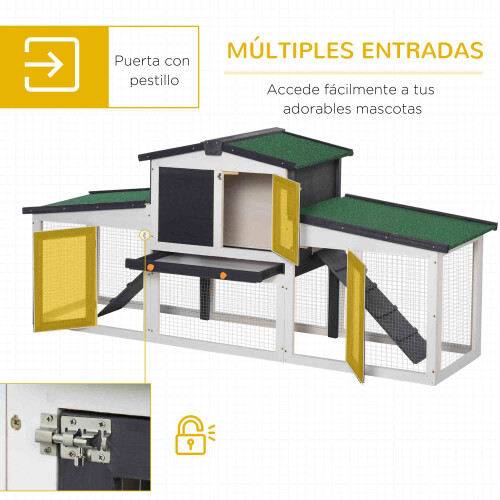PawHut Conejera para Exterior Gris 197 x 49 x 86 cm 2
