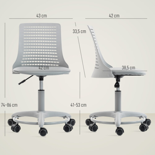 Homcom Silla de Escritorio Gris 43 x 42 x 86 cm 2