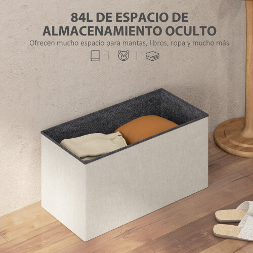 Homcom Banco de Almacenaje Beige 76 x 38 x 38 cm 1