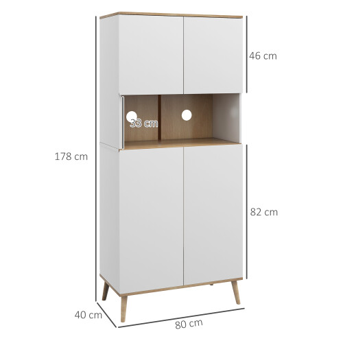 Homcom Alacena de Cocina Blanco 80 x 40 x 178 cm 2
