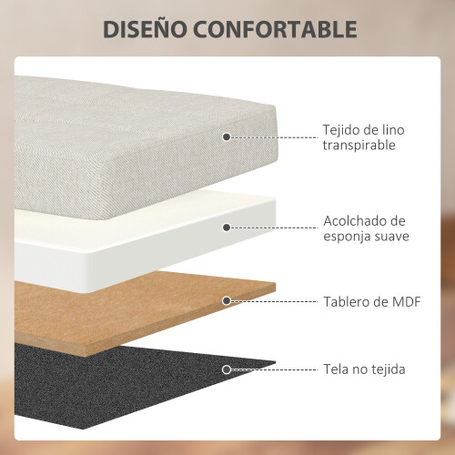 Homcom Banco de Almacenaje Beige 76 x 38 x 38 cm 2
