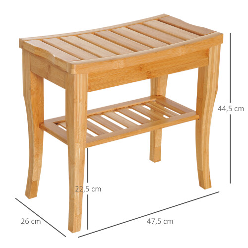 Homcom Taburete de Baño Marrón 47.5 x 26 x 44.5 cm 2