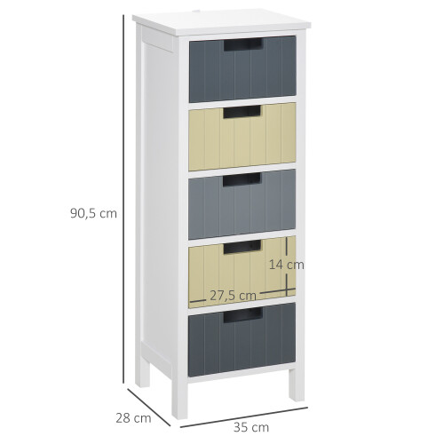 Homcom Cómodo de Madera Multicolor 35 x 28 x 90.5 cm 2
