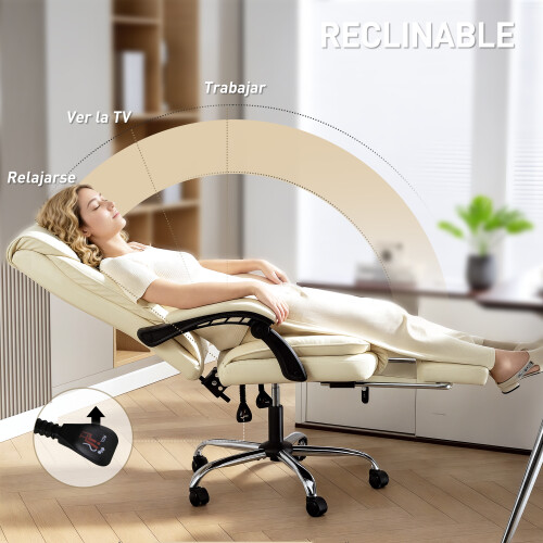 Homcom Silla de Escritorio Beige 66 x 72 x 121 cm 2