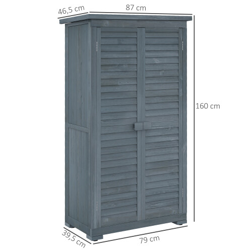 Outsunny Cobertizo de Madera Gris 87 x 46.5 x 160 cm 2