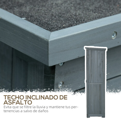 Outsunny Cobertizo de Madera Gris 87 x 46.5 x 160 cm 2