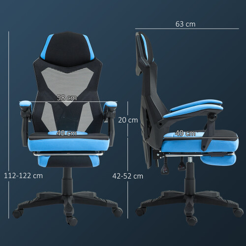 Vinsetto Silla Gaming Azul 58 x 63 x 122 cm 2