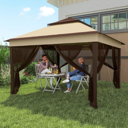 Outsunny Carpa Plegable Beige 326 x 326 x 272 cm 1