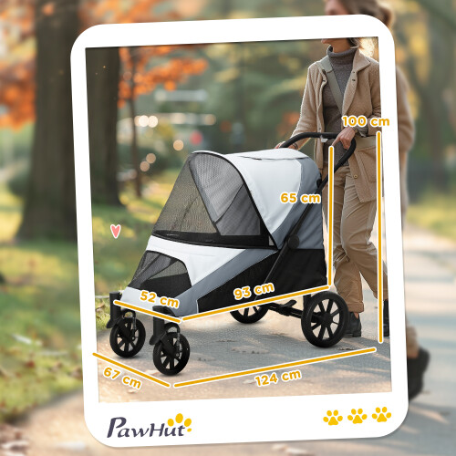 PawHut Carrito para Perro Gris 124 x 67 x 100 cm 2