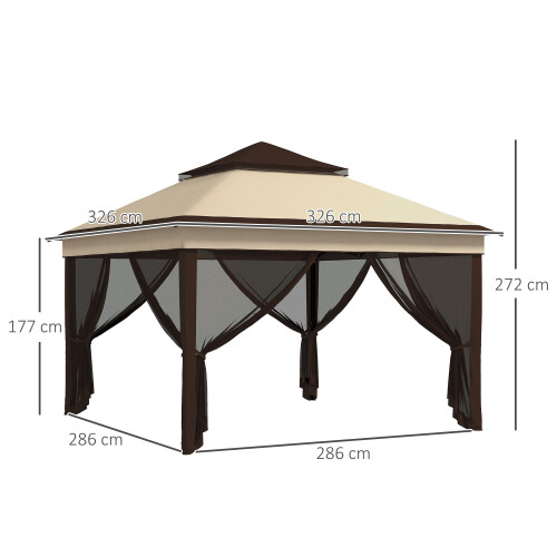 Outsunny Carpa Plegable Beige 326 x 326 x 272 cm 2