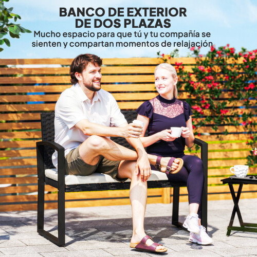 Outsunny Banco de Ratán Bicolor 103 x 58 x 78 cm 2