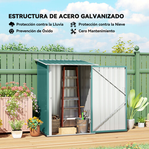 Outsunny Cobertizo de Jardín Verde 100 x 103 x 160 cm 2