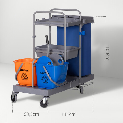 Homcom Carro de Limpieza Multicolor 111 x 63.3 x 103 cm 2