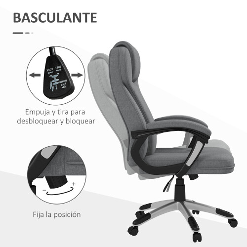 Vinsetto Silla de Oficina Gris 66 x 75 x 120 cm 2