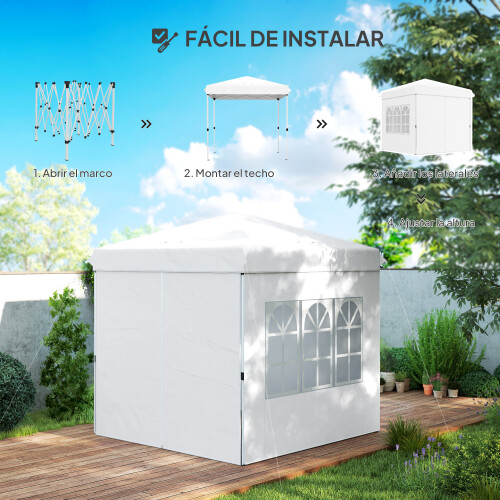 Outsunny Carpa Plegable Blanco 248 x 248 x 270 cm 1