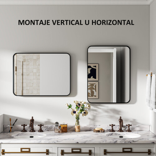 Homcom Espejo de Baño Negro 60 x 2.5 x 80 cm 1
