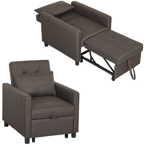 Homcom Sofá Cama Marrón 69 x 82.5 x 84 cm