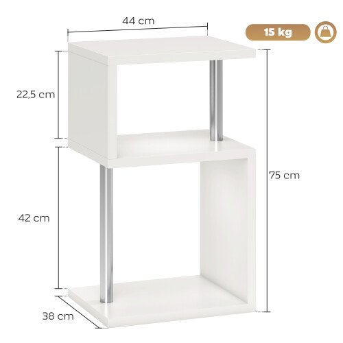 Homcom Mesa Auxiliar Blanco 44 x 38 x 75 cm 2