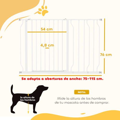 PawHut Barrera Seguridad Perro Blanco 115 x 1.5 x 76 cm 2