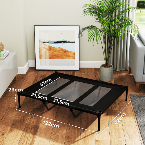 PawHut Cama Elevada Perros Negro 122 x 92 x 23 cm 2