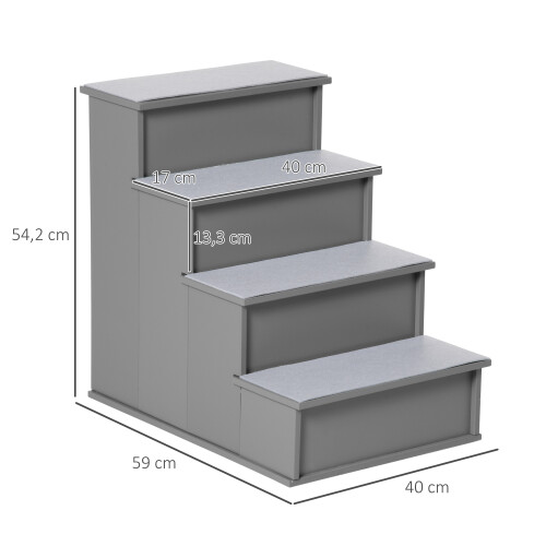 PawHut Escalera para Perro Gris 40 x 59 x 54.2 cm 2
