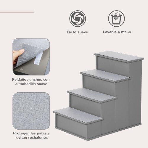 PawHut Escalera para Perro Gris 40 x 59 x 54.2 cm 1