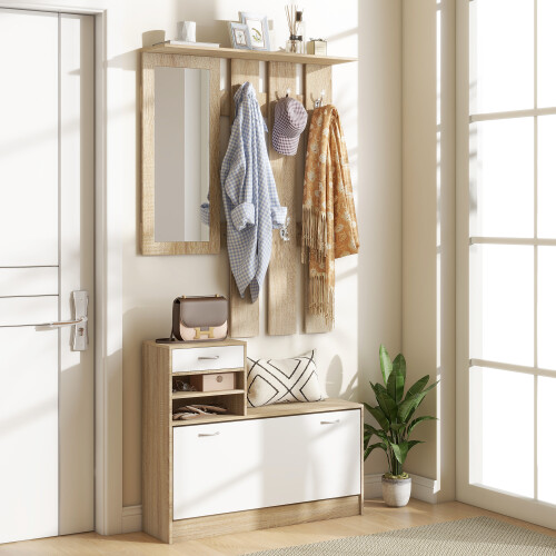 Homcom Mueble de Entrada Marrón 90 x 10 x 91 cm 1