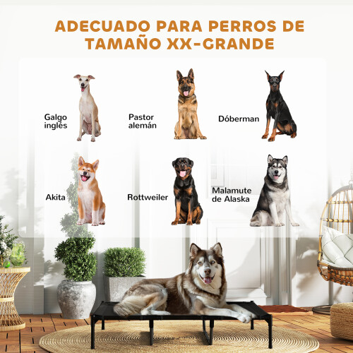PawHut Cama Elevada Perro Negro 122 x 92 x 23 cm 1