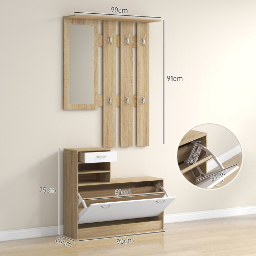 Homcom Mueble de Entrada Marrón 90 x 10 x 91 cm 2