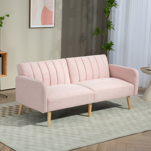 Homcom Sofá Cama Rosa 173 x 75 x 73 cm 1